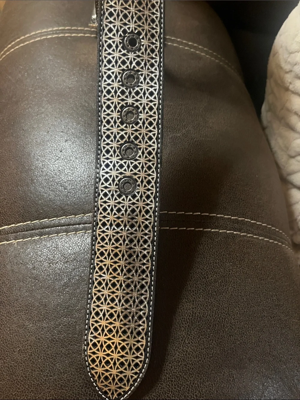 Zacatecas Men's Western Cowboy Rodeo Leather Belt Ornamental Silver Buckle